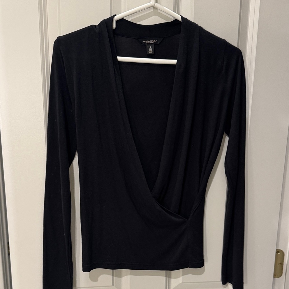 Banana Republic Black Wrap Blouse